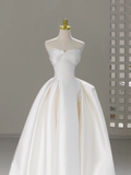 Niulatu Bridal Dress Ball Gown Sweetheart Satin White Long Wedding Dress Boho Wedding Dresses Modest Wedding Gowns HZ1214