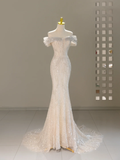 Niulatu Wedding Dress Mermaid Off The Shoulder Sequin Long Wedding Dresses Bridal Gowns HZ1214