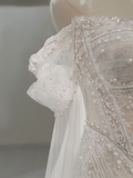 Niulatu Wedding Dress A Line Off The Shoulder Sequin Short Sleeves Wedding Dresses Bridal Gowns HZ1214
