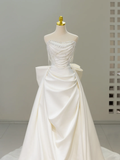 Niulatu Bridal Dress Mermaid Sweetheart Satin White Long Wedding Dress Boho Wedding Dresses Modest Wedding Gowns HZ1214