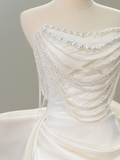 Niulatu Bridal Dress Mermaid Sweetheart Satin White Long Wedding Dress Boho Wedding Dresses Modest Wedding Gowns HZ1214