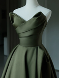 Niulatu A Line Sweetheart Satin Green Long Prom Dresses Party Dress 21st Birthday Outfits Graduation Dresses HZ1214