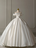 Niulatu Wedding Dress Ball Gown Off The Shoulder Satin Short Sleeves Wedding Dresses Bridal Gowns HZ1214