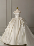 Niulatu Bridal Dress Ball Gown Sweetheart Satin White Long Wedding Dress Long Wedding Dresses Modest Wedding Gowns HZ1214