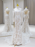 Niulatu Wedding Dress Mermaid Off The Shoulder Lace Long Sleeves 70s Wedding Dresses Bridal Gowns HZ1214