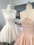 Niulatu Ball Gown Square Neck Lace Pink Short Mini Formal 8th Grade Homecoming Dresses Middle School Short Cocktail Dress Hoco Outfits HZ1214