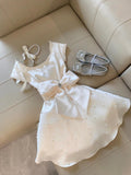 Niulatu A Line White Satin Pearls Formal 8th Grade Homecoming Dresses Middle School Short Cocktail Gowns Graduation Dress Hoco Outfits HZ1214
