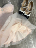 Niulatu A Line Spaghetti Straps Pink Tulle Formal 8th Grade Homecoming Dresses Middle School Short Cocktail Gowns Graduation Dress Hoco Outfits HZ1214