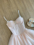 Niulatu A Line Spaghetti Straps Pink Tulle Formal 8th Grade Homecoming Dresses Middle School Short Birthday Gowns Graduation Dress Hoco Outfits HZ1214