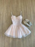 Niulatu A Line Spaghetti Straps Pink Tulle Formal 8th Grade Homecoming Dresses Middle School Short Birthday Gowns Graduation Dress Hoco Outfits HZ1214