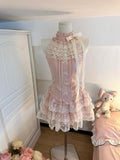 Niulatu A Line High Neck Pink Satin Lace Formal 8th Grade Homecoming Dresses Middle School Short Cocktail Gowns Graduation Dress Hoco Outfits HZ1214