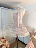 Niulatu A Line High Neck Pink Satin Lace Formal 8th Grade Homecoming Dresses Middle School Short Cocktail Gowns Graduation Dress Hoco Outfits HZ1214