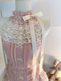 Niulatu A Line High Neck Pink Satin Lace Formal 8th Grade Homecoming Dresses Middle School Short Cocktail Gowns Graduation Dress Hoco Outfits HZ1214