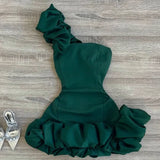 Niulatu Sheath One Shoulder Green Satin Formal 8th Grade Homecoming Dresses Middle School Short Birthday Gowns Graduation Dress Hoco Outfits HZ1214