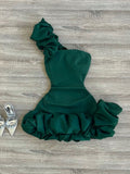 Niulatu Sheath One Shoulder Green Satin Formal 8th Grade Homecoming Dresses Middle School Short Birthday Gowns Graduation Dress Hoco Outfits HZ1214