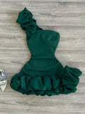 Niulatu Sheath One Shoulder Green Satin Formal 8th Grade Homecoming Dresses Middle School Short Birthday Gowns Graduation Dress Hoco Outfits HZ1214