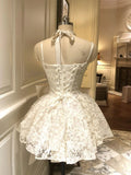 Niulatu Ball Gown Spaghetti Straps White Lace Formal 8th Grade Homecoming Dresses Middle School Short Cocktail Gowns Graduation Dress Hoco Outfits HZ1214