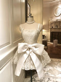 Niulatu Ball Gown Spaghetti Straps White Lace Formal 8th Grade Homecoming Dresses Middle School Short Cocktail Gowns Graduation Dress Hoco Outfits HZ1214
