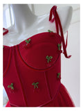 Niulatu A Line Spaghetti Straps Red Tulle Formal 8th Grade Homecoming Dresses Middle School Tea Length Birthday Gowns Graduation Dress Hoco Outfits HZ1214