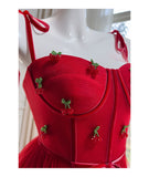 Niulatu A Line Spaghetti Straps Red Tulle Formal 8th Grade Homecoming Dresses Middle School Tea Length Birthday Gowns Graduation Dress Hoco Outfits HZ1214