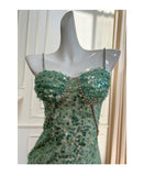 Niulatu Sheath Spaghetti Straps Sequin Green Formal 8th Grade Homecoming Dresses Middle School Short Birthday Gowns Graduation Dress Hoco Outfits HZ1214