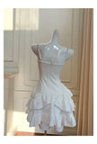 Niulatu A Line Spaghetti Straps White Satin Formal 8th Grade Homecoming Dresses Middle School Short Birthday Gowns Graduation Dress Hoco Outfits HZ1214