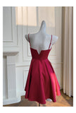 Niulatu A Line Spaghetti Straps Burgundy Satin Formal 8th Grade Homecoming Dresses Middle School Short Birthday Gowns Graduation Dress Hoco Outfits HZ1214