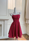 Niulatu A Line Spaghetti Straps Burgundy Satin Formal 8th Grade Homecoming Dresses Middle School Short Birthday Gowns Graduation Dress Hoco Outfits HZ1214