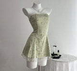Niulatu A Line Strapless Sage Green Lace Formal 8th Grade Homecoming Dresses Middle School Short 16th Birthday Gowns Graduation Dress Hoco Outfits HZ1214