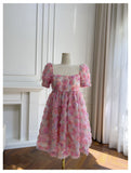 Niulatu Ball Gown Square Neck Floral Pink Short Mini Formal 8th Grade Homecoming Dresses Middle School Short Cocktail Dress Hoco Outfits HZ1214