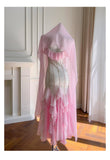 Niulatu Mermaid Spaghetti Straps Pink Chiffon Long Prom Dresses Party Dress 20th Birthday Outfits Graduation Dresses HZ1214
