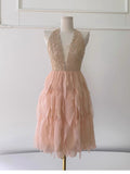 Niulatu A Line Halter V Neck Blush Pink Chiffon Formal 8th Grade Homecoming Dresses Middle School Short Birthday Gowns Graduation Dress Hoco Outfits HZ1214