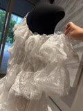 Niulatu Ball Gown Off The Shoulder White Lace Short Mini Formal 8th Grade Homecoming Dresses Middle School Short Cocktail Dress Hoco Outfits HZ1214