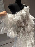 Niulatu Ball Gown Off The Shoulder White Lace Short Mini Formal 8th Grade Homecoming Dresses Middle School Short Cocktail Dress Hoco Outfits HZ1214