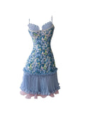 Niulatu A Line Spaghetti Straps Floral Blue Formal 8th Grade Homecoming Dresses Middle School Short Birthday Gowns Graduation Dress Hoco Outfits HZ1214