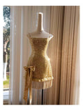 Niulatu Sheath Spaghetti Straps Gold Sequin Formal 8th Grade Homecoming Dresses Middle School Short Birthday Gowns Graduation Dress Hoco Outfits HZ1214