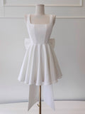 Niulatu A Line Square Neck White Formal 8th Grade Homecoming Dresses Middle School Short Birthday Gowns Graduation Dress Hoco Outfits HZ1214