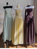 Niulatu A Line Strapless Brown Chiffon Long Prom Dresses Party Dress 20th Birthday Outfits Graduation Dresses HZ1214