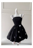 Niulatu Ball Gown Spaghetti Straps Black Organza Formal 8th Grade Homecoming Dress Middle School Short 18th Birthday Outfits Graduation Dress Hoco Dresses HZ1214