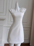 Niulatu Sheath Spaghetti Straps White Formal 8th Grade Homecoming Dress Middle School Short 18th Birthday Outfits Graduation Dress Hoco Dresses HZ1214