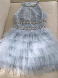 Niulatu A Line Jewel Neck Light Sky Blue Tulle Formal 8th Grade Homecoming Dress High School Short 18th Birthday Outfits Graduation Dress Hoco Dresses HZ1214