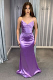 Elegant Mermaid Spaghetti Straps Light Grape With Beads Sleeveless Long Evening Party Gowns Evening Dress Special Formal Dresses Prom Dress HZ1121