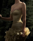 Niulatu Sheath Sweetheart Gold Sequin Beads Feathers Short Formal Homecoming Dress Middle School Short 21st Birthday Outfits Graduation Dress Mini Cocktail Dresses HZ1214