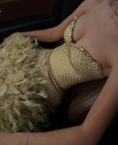 Niulatu Sheath Sweetheart Gold Sequin Beads Feathers Short Formal Homecoming Dress Middle School Short 21st Birthday Outfits Graduation Dress Mini Cocktail Dresses HZ1214