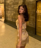 Niulatu A line Spaghetti Straps Sequin Formal Short Homecoming Dress Middle School Short 21st Birthday Outfits Graduation Dress Cocktail Dresses HZ1214