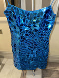 Niulatu Sheath Spaghetti Straps Royal Blue Sequin Tight Mini Formal Homecoming Dress Short Cocktail Outfits Graduation Dress Hoco Dress HZ1214