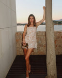 Niulatu A Line Spaghetti Straps Lace White Formal Short Homecoming Dress Middle School Short 20th Birthday Outfits Graduation Dress Cocktail Dresses HZ1214