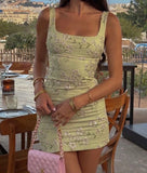 Niulatu Sheath Square Neck Floral Dress Short Formal Homecoming Dresses Middle School Short 21st Birthday Outfits Graduation Dress Mini Cocktail Dresses HZ1214