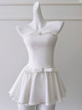 Niulatu A line Strapless White Formal Tight Homecoming Dress Middle School Short 18th Birthday Outfits Graduation Dress Hoco Dresses HZ1214
