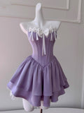Niulatu A line Sweetheart Grape Satin Formal Short Homecoming Dress Middle School Short 21st Birthday Outfits Graduation Dress Cocktail Dresses HZ1214
